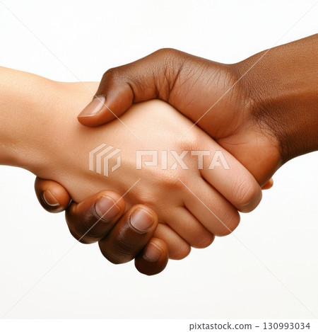 Hands from different backgrounds shake in unity symbolizing friendship and collaboration 130993034