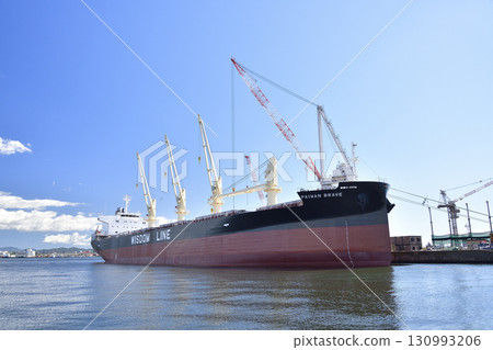 Autumn photo of the Hakodate Dock where a cargo ship is being built at Hakodate Port in Hakodate, Hokkaido 130993206