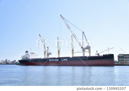 Autumn photo of the Hakodate Dock where a cargo ship is being built at Hakodate Port in Hakodate, Hokkaido 130993207