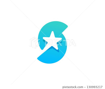 Abstract letter S with star modern logo icon design concept. Creative bright gradient symbol logotype isolated on white background. Vector illustration. 130993217