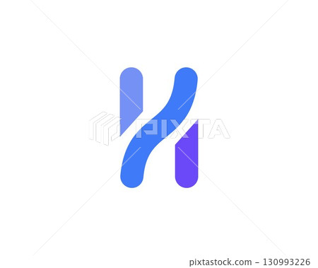 A letter H from abstract multicolors shapes. Application icon logotype design template. Vector icon logo design. 130993226
