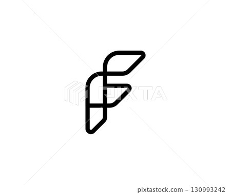 Abstract letter F modern logotype icon design concept. Creative minimalist black lines logo template isolated on white background. Vector illustration. 130993242
