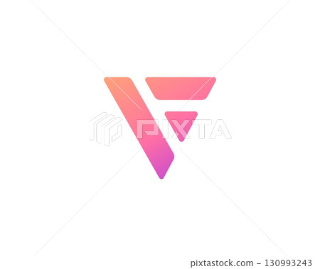 Abstract vector bright gradient logo letter F design. Simple and elegant corporate identity element. Application icon logotype design template. Abstract vector bright gradient logo letter F design. Simple and elegant corporate identity element. Application icon logotype design template. 130993243