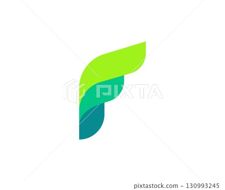 A letter F from abstract multicolors shapes. Application icon logotype design template. Vector icon logo design. 130993245