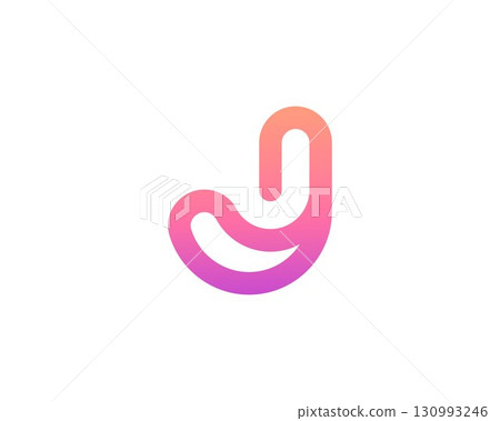 Abstract letter J modern logotype icon design concept. Creative minimalist gradient lines logo template isolated on white background. Vector illustration. Abstract letter J modern logotype icon design concept. Creative minimalist gradient lines logo template isolated on white background. Vector illustration. 130993246