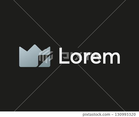 Abstract crown with paper folded corner logo design template. Universal creative king, royal, luxury flat vector icon sign symbol logotype. Abstract crown with paper folded corner logo design template. Universal creative king, royal, luxury flat vector icon sign symbol logotype. 130993320