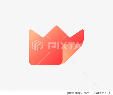 Abstract gradient crown with paper folded corner logo design template. Universal creative king, royal, luxury vector icon sign symbol logotype. 130993321