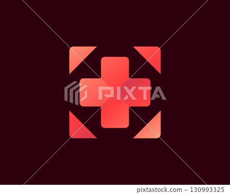 Abstract gradient cross, plus logo design template. Universal creative pharmacy, clinic, healthcare vector icon sign symbol logotype. Abstract gradient cross, plus logo design template. Universal creative pharmacy, clinic, healthcare vector icon sign symbol logotype. 130993325