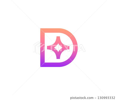 Abstract vector bright gradient logo letter D design. Simple and elegant corporate identity element. Application icon logotype design template. 130993332