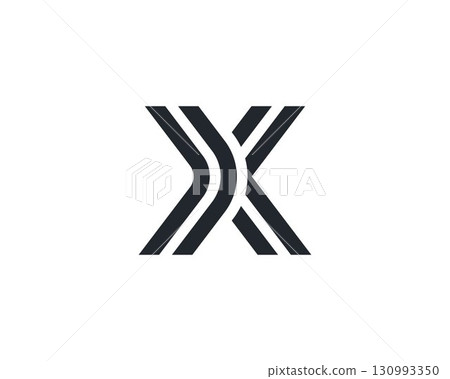 Abstract letter X modern logotype icon design concept. Creative minimalist black lines logo template isolated on white background. Vector illustration. 130993350