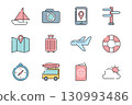 Travel and Tourism Icon Set, Flat Line Style 130993486