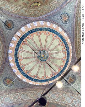 The inner dome of the Blue Mosque in Istanbul. 130993773