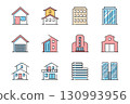 house and building line icons set 130993956