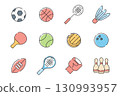 Sports Equipment Line Icons Set 130993957