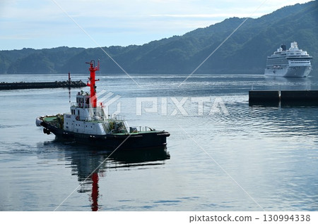 Morning at Miyako Port: Luxury cruise ship Asuka III arrives Morning at Miyako Port: Luxury cruise ship Asuka III arrives 130994338