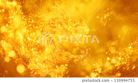 金龍。象徵財富和繁榮的奇幻而神秘的形象。 130994755