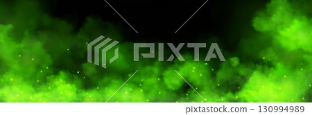 Green smoke and light particles on black 130994989