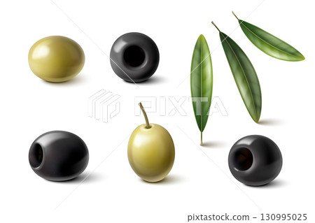 Realistic olive oil elements 130995025