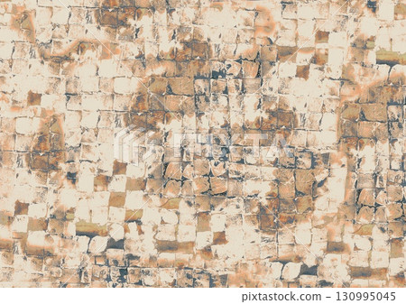 Beige and brown grunge background brick and cobblestone texture 130995045
