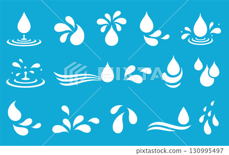 Set of dairy splashes, milk blots, stain and falling drops, dairy swirl, yogurt splash, milky wave 130995497