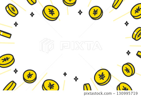 散落的日圓硬幣，有複製空間[向量插圖素材] 130995719