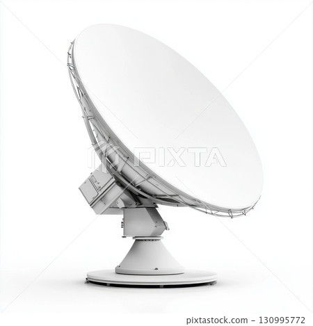 Large satellite dish on white background Large satellite dish on white background 130995772