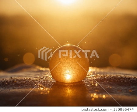 The concept of the sun and water. The image in the form of the sun. 130996474