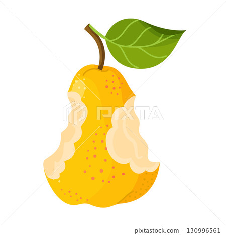 A bitten yellow pear Trendy flat style isolated on a transparent background 130996561