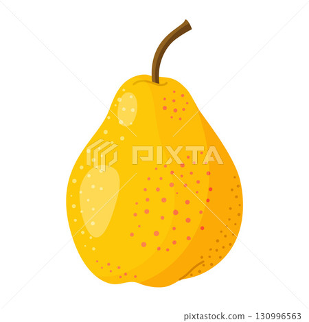 Ripe juicy yellow pear Fresh fruit. Modern flat style isolated on a transparent background. 130996563
