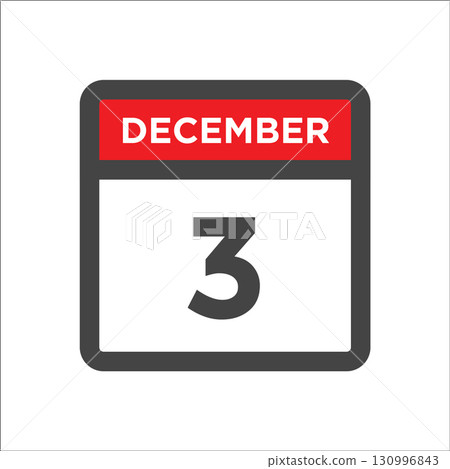 December 3 calendar icon with day of month 130996843
