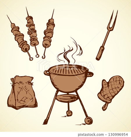 Rack for a barbecue. Vector drawing Rack for a barbecue. Vector drawing 130996954