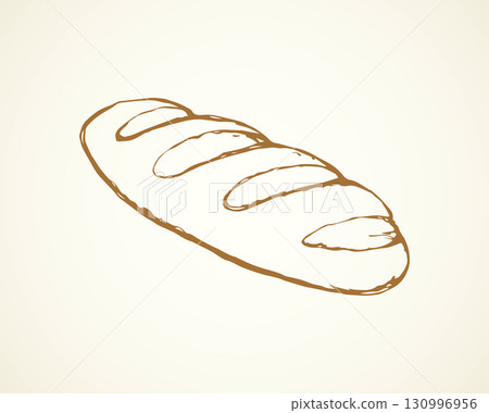 Loaf of long bread. Vector drawing 130996956