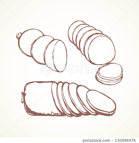 Sausage. Vector drawing 130996976