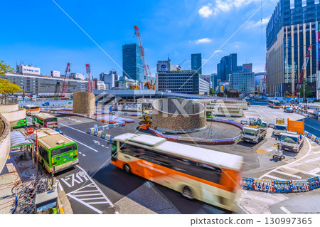 Tokyo cityscape, Japan, September 17th. View of Shinjuku Station, Shinjuku Station West Exit Redevelopment Project, Nishi-Shinjuku 1-Chome District Project, etc. 130997365