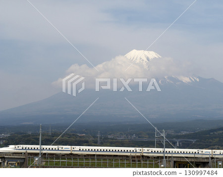 Fuji and the bullet train 130997484