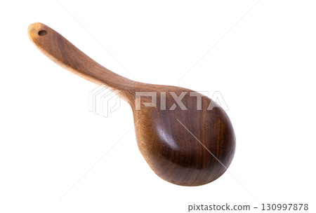 Wooden kitchen spoon isolated 130997878