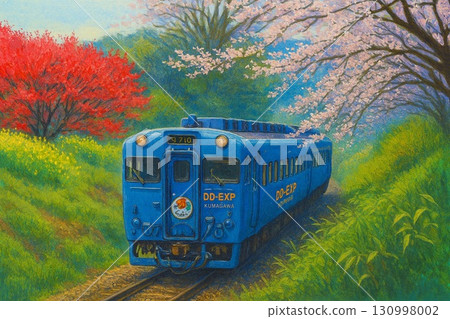 肥薩線的春天:特快列車和櫻花隧道 肥薩線的春天:特快列車和櫻花隧道 130998002