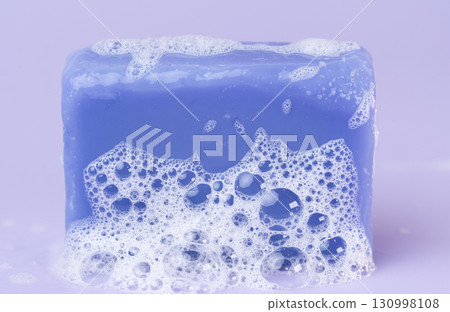lavender soap with soap foam lavender soap with soap foam 130998108