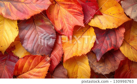 AI Image: Autumn background image of piles of fallen leaves 130998763