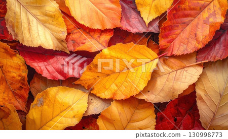 AI Image: Autumn background image of piles of fallen leaves 130998773