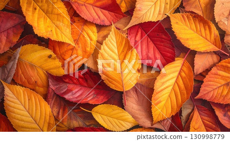 AI Image: Autumn background image of piles of fallen leaves 130998779