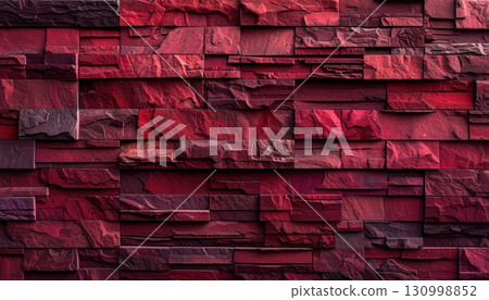 [AI圖像] 以紅色為基礎的現代設計外牆材料 130998852