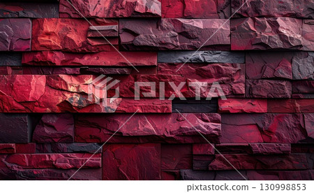 [AI image] Exterior wall material with a modern design based on red 130998853