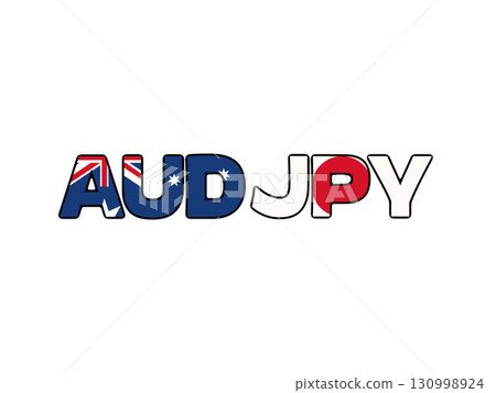Simple illustration of Australian dollar and yen currency pair with national flag pattern 130998924