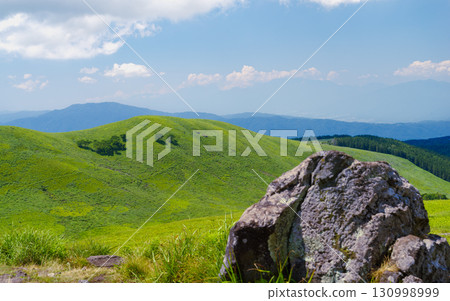 Scenic Nagano Japan Highland Landscape with Lush Green Rolling Hills 130998999