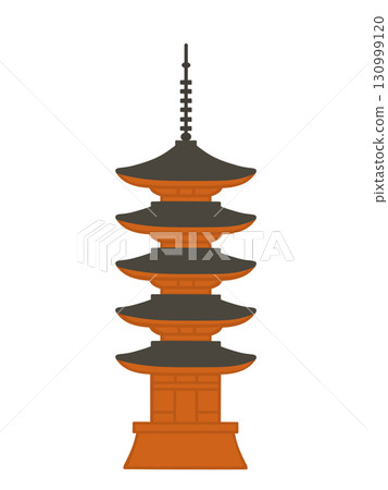 Simple illustration of a five-story pagoda 130999120