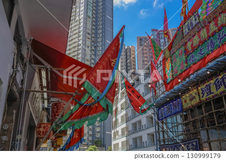 Sept 13 2025 Traditional Festival Display with Bright Decorations and Chinese Cultural Elements 130999179