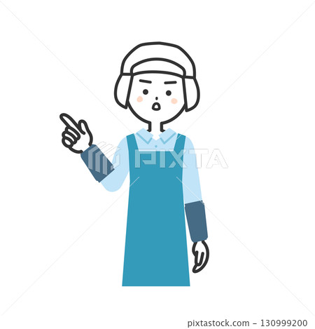 一名婦女戴著衛生帽和圍裙的插圖 130999200