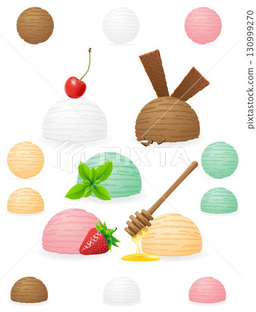 various sweet cold ice cream cartoon stock vector illustration 130999270