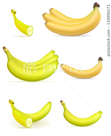 banana ripe yellow and a some green cartoon stock vector illustration 130999271